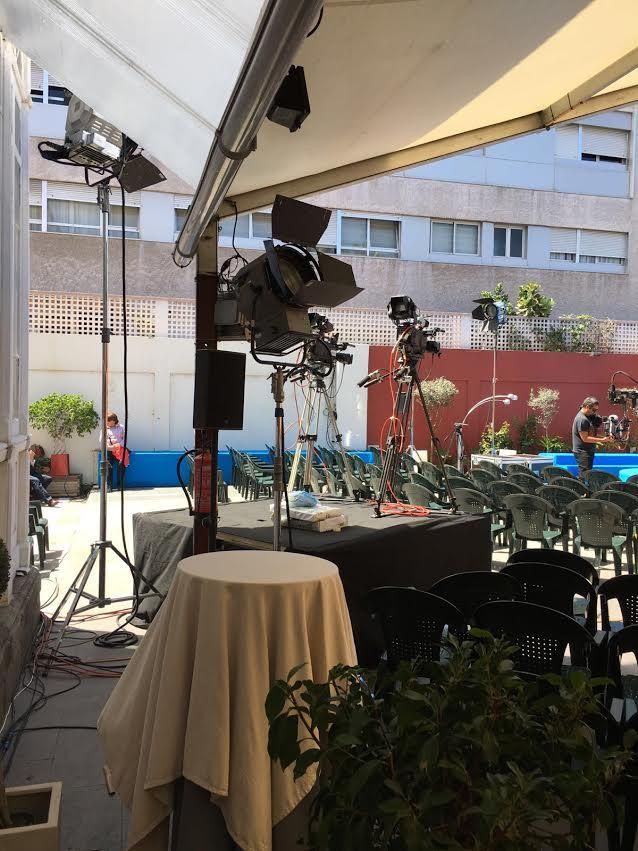 Preparativos para el acto de Rajoy en Gran Canaria.