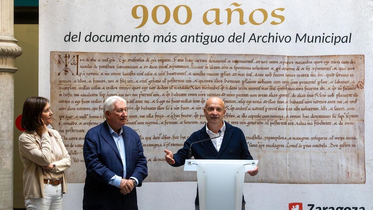 El documento más antiguo custodiado en el Archivo Municipal de Zaragoza cumple 900 años y se expone en Montemuzo