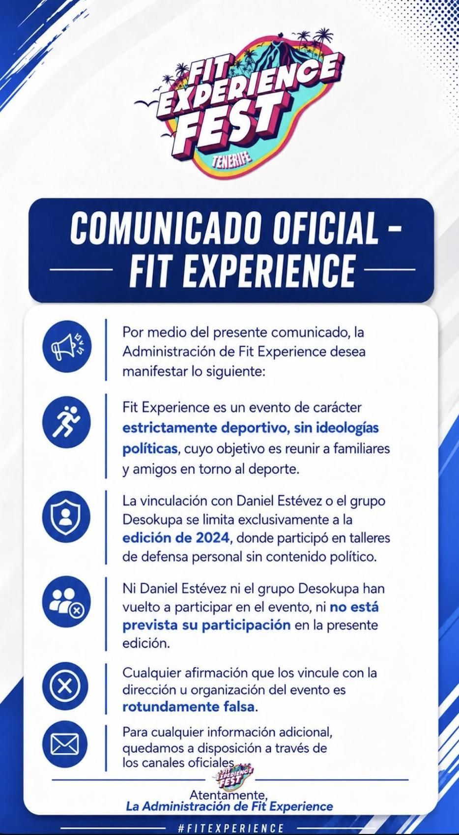 Comunicado Oficial del Fit Experience Fest