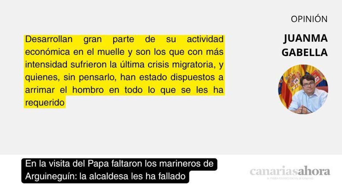 En la visita del Papa faltaron los marineros de Arguineguín: la alcaldesa les ha fallado