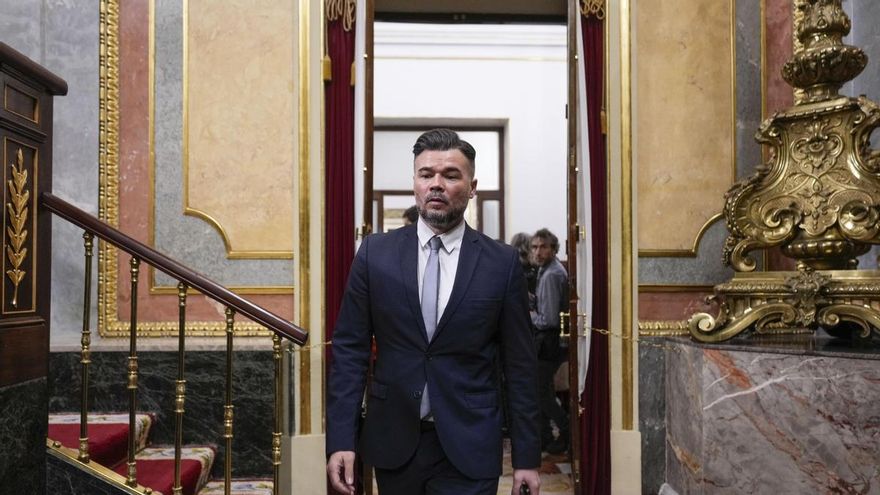 Gabriel Rufián a su llegada a la sesión de control al Ejecutivo este miércoles en el Congreso.