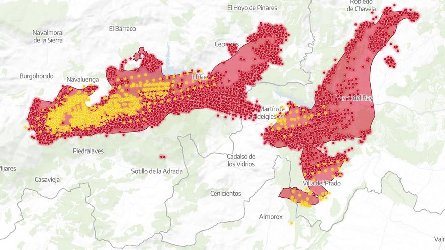 MAPA | El avance de los incendios de Madrid y Ávila hasta casi unirse: ya suman 40.000 hectáreas arrasadas