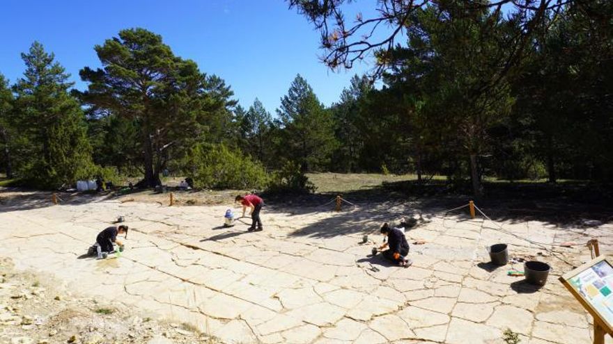 Descubren más de 50 huellas de dinosaurios carnívoros en el yacimiento de Mosqueruela, en Teruel
