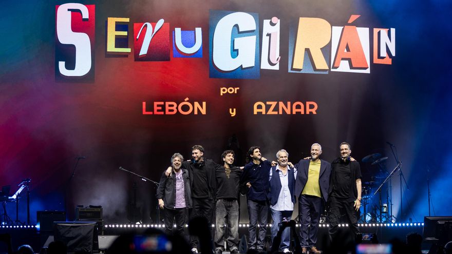 Serú Girán modelo 2026, con Juanito Moro (primero a la izquierda) como invitado de especial.