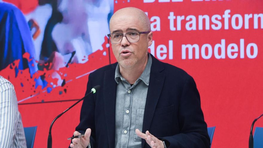 El secretario general de CCOO, Unai Sordo, en la presentación de un documento de mejoras para el empleo