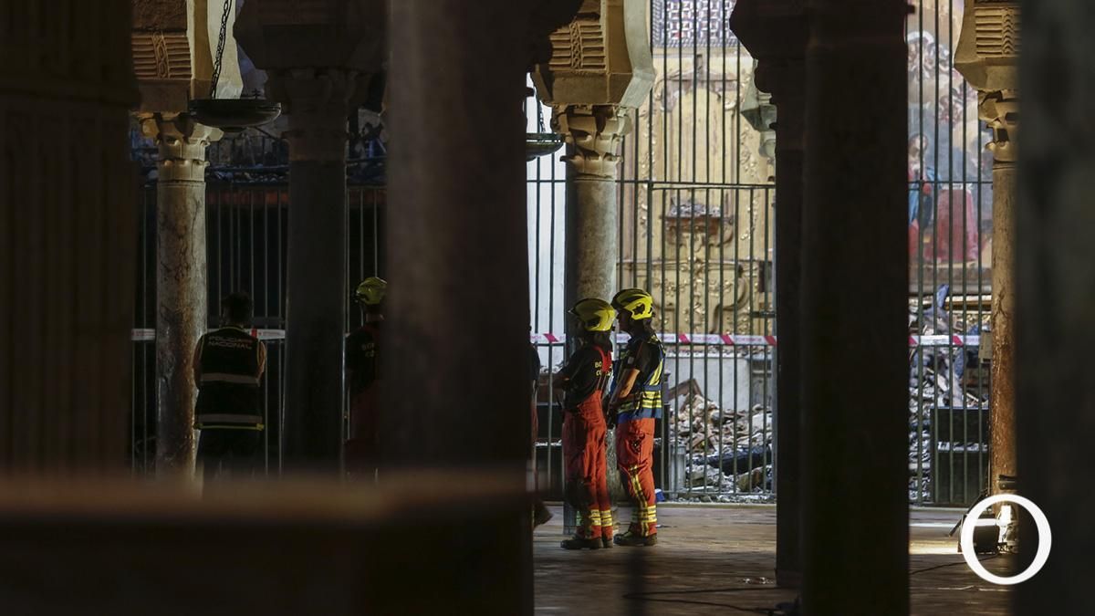 Estado de la capilla incendiada de la Mezquita-Catedral
