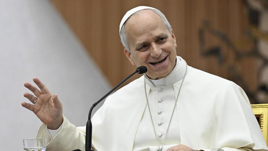 El Papa León XIV durante un encuentro con el clero de la diócesis de Roma, Vaticano.