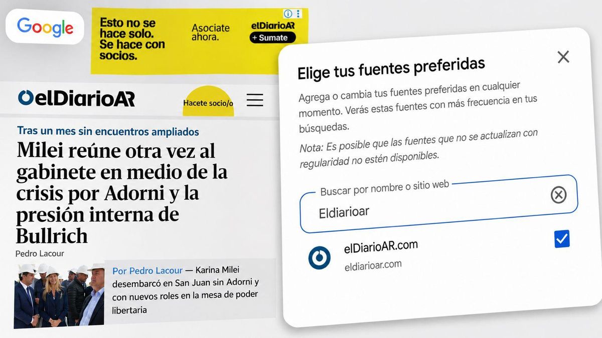 Sumá a elDiarioAR como fuente preferida en Google