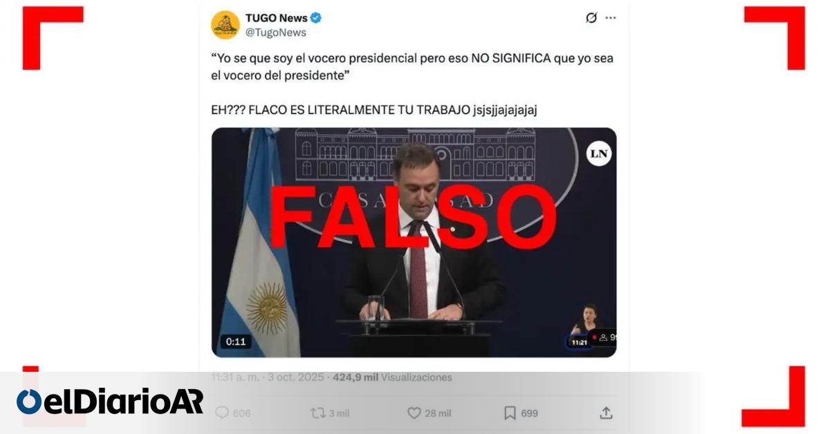 Manuel Adorni dijo que no puede hablar en nombre de José Luis Espert, pero no negó ser el vocero de Milei como afirman posteos virales