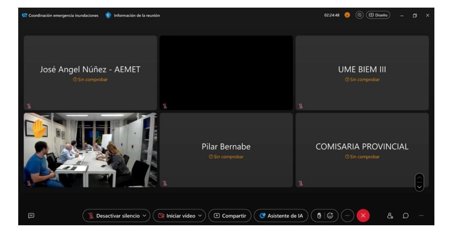 Captura de la pausa en la conexión telemática al Cecopi.