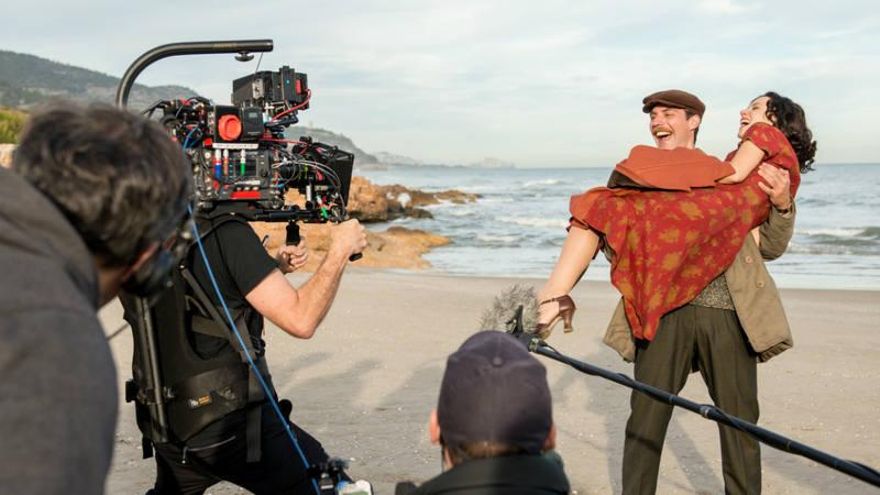 Imagen del rodaje de 'El Ministerio del Tiempo' en Peñíscola