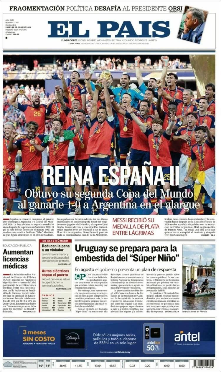 Las lágrimas de Messi y el título de España, en las tapas de los diarios del mundo
