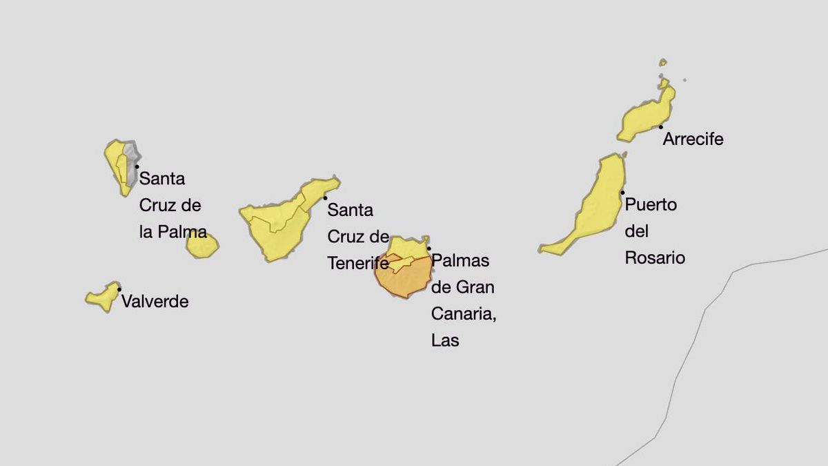Aemet amplía los avisos amarillos y naranjas en Canarias