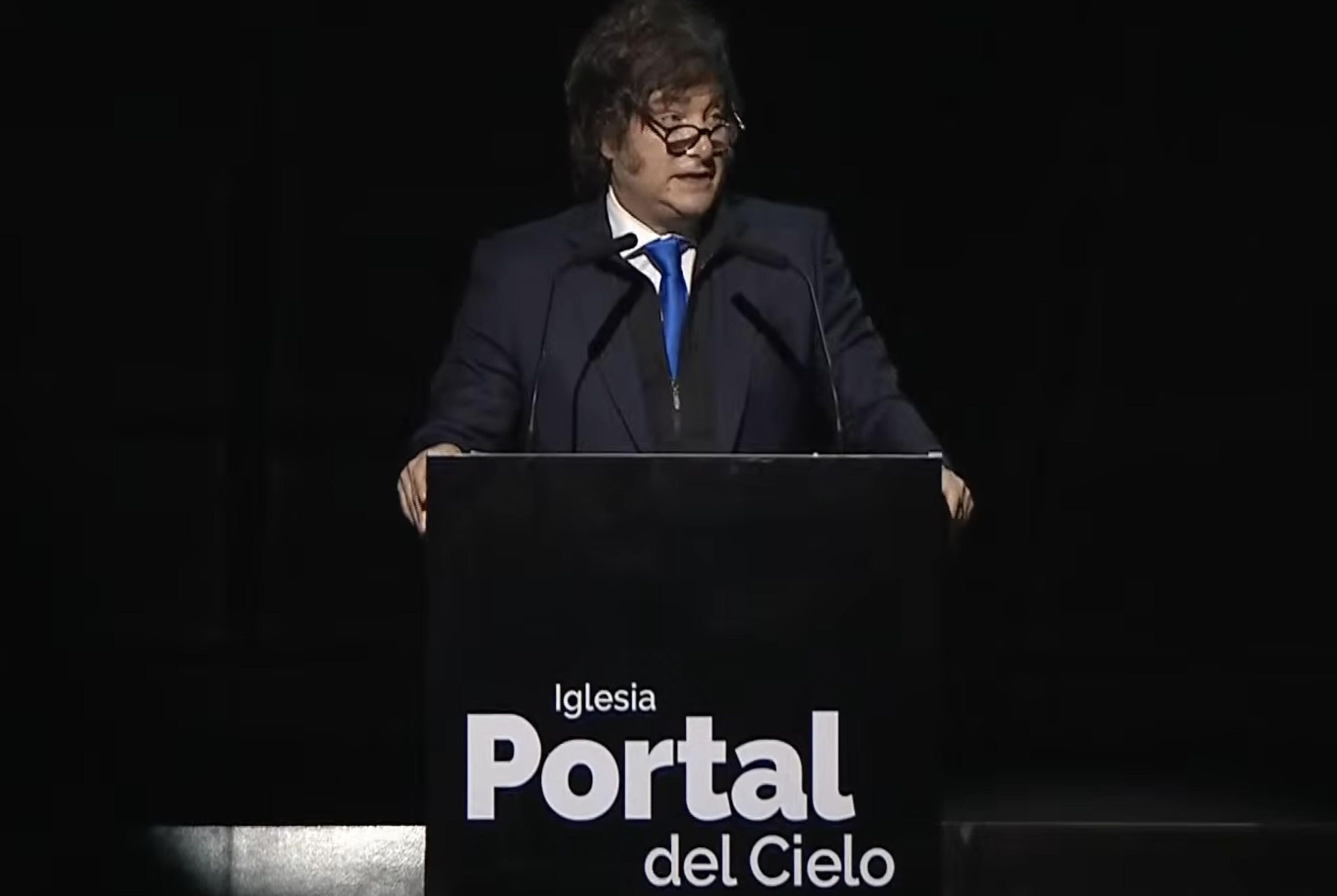 Milei en la inauguración de un templo evangélico.