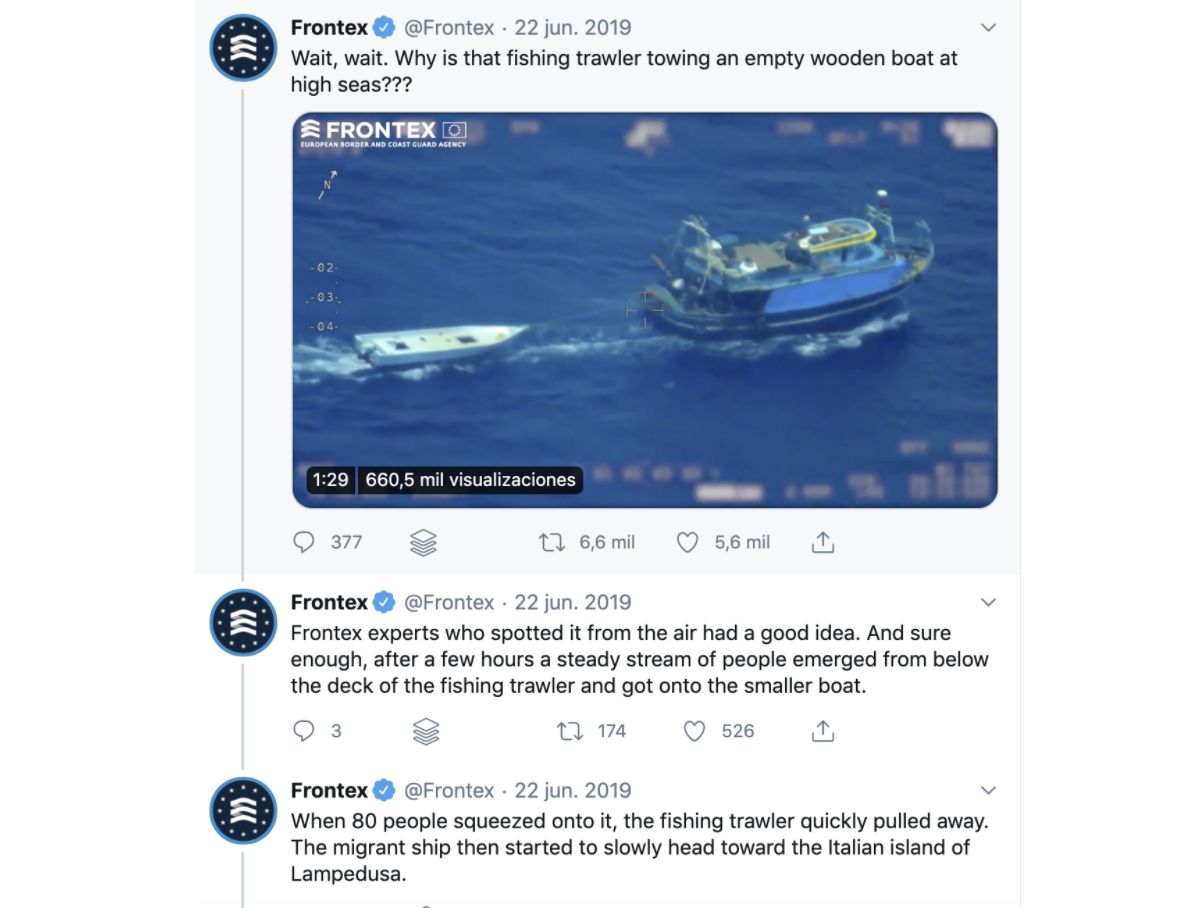 Hilo de tuits de la Agencia Europea de la Guardia de Fronteras y Costas.