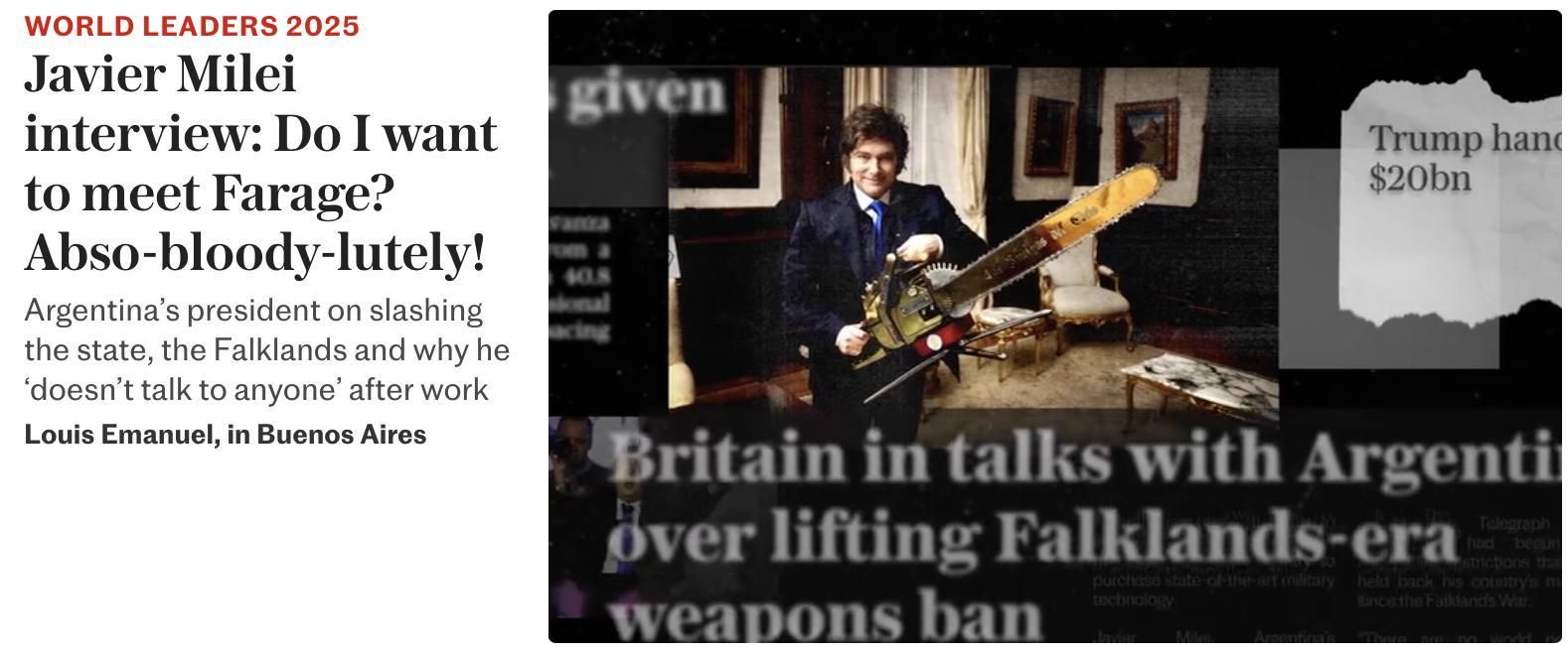 Milei dio una extensa entrevista al diario británico.