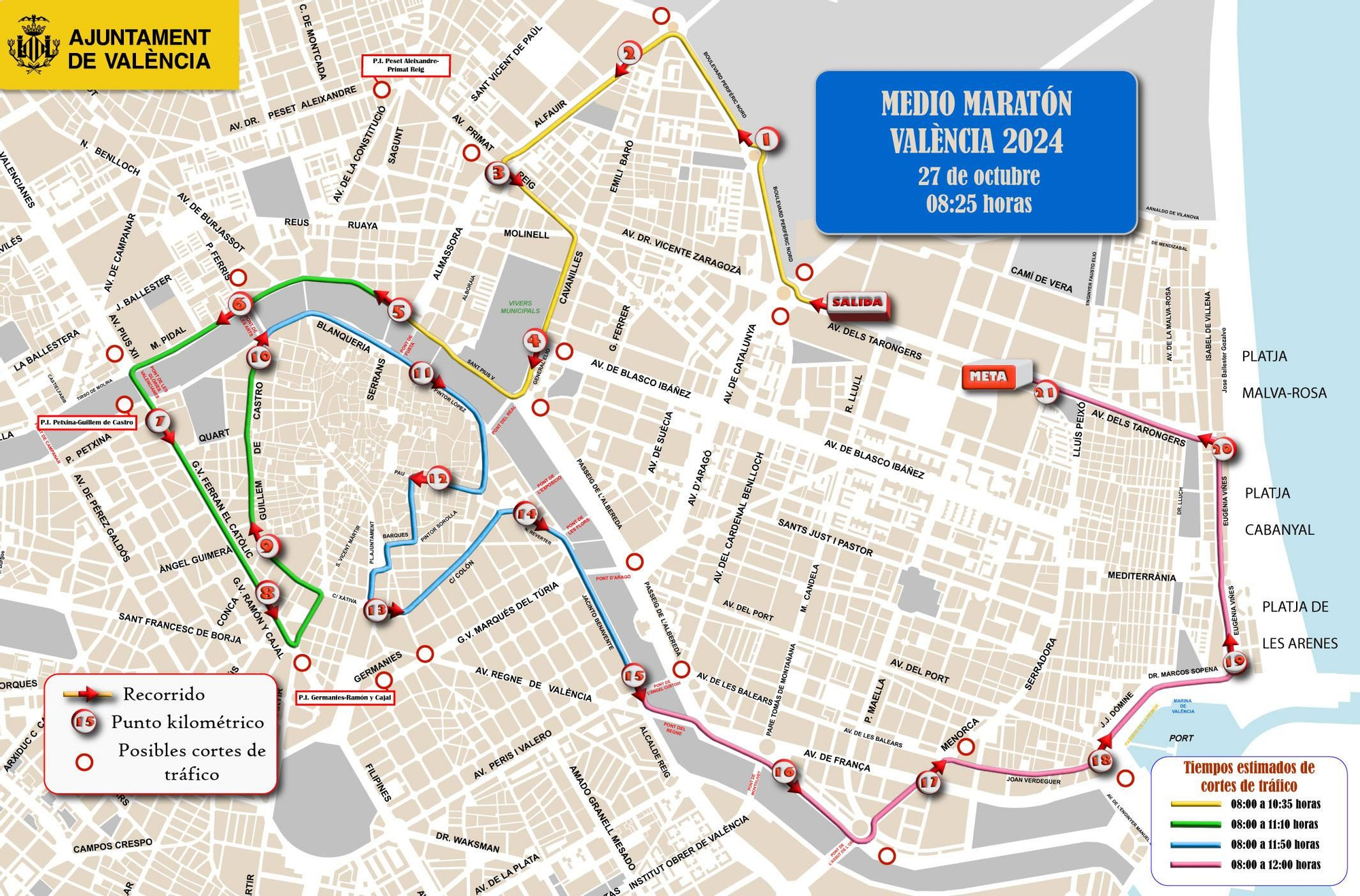 Recorrido del Medio Maratón València.