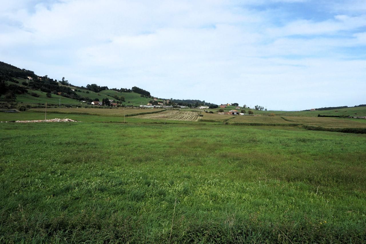Praderas y escombros de casa derribada en La Pasiega, en el municipio de Piélagos.