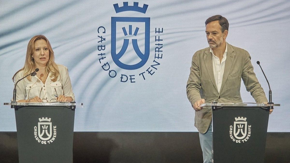 La presidenta del Cabildo de Tenerife, Rosa Dávila, y el vicepresidente, Lope Afonso, en una rueda de prensa para dar cuenta de los acuerdos del Consejo de Gobierno
- CABILDO DE TENERIFE