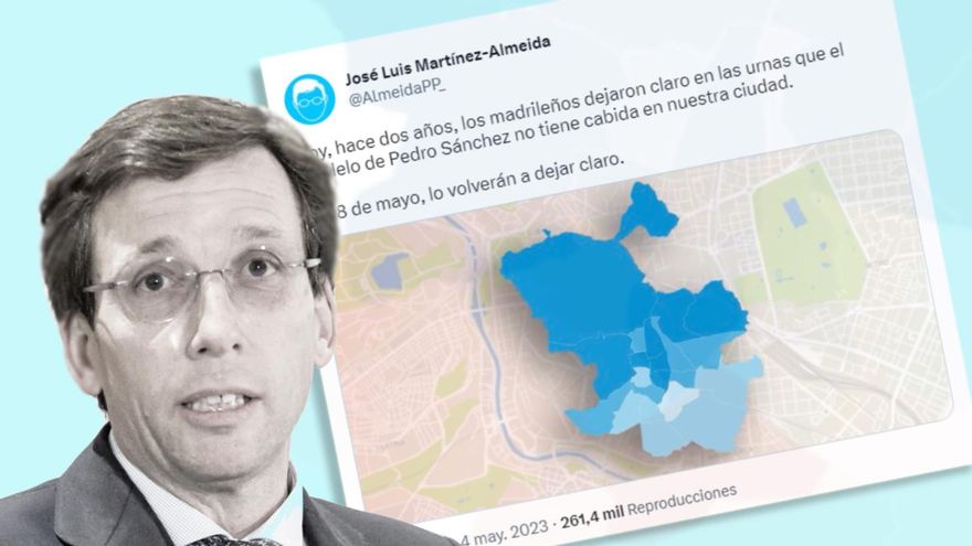 Las trampas del mapa con el que Almeida presume de los resultados del PP en Madrid