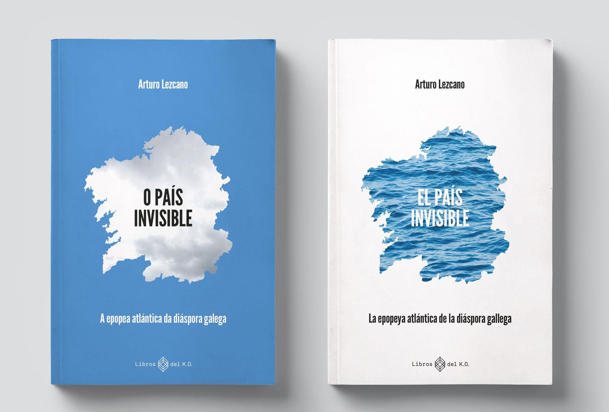 Cubiretas de las versiones en gallego y en castellano de 'O país invisible', de Arturo Lezcano