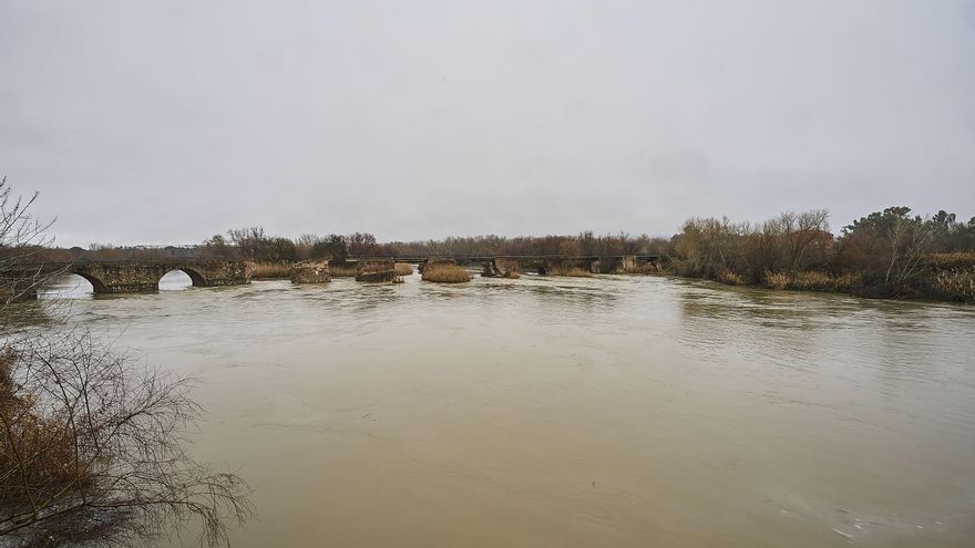 Vista del río Tajo que fluye este miércoles por Talavera de la Reina con un caudal de 300 metros cúbicos por segundo.