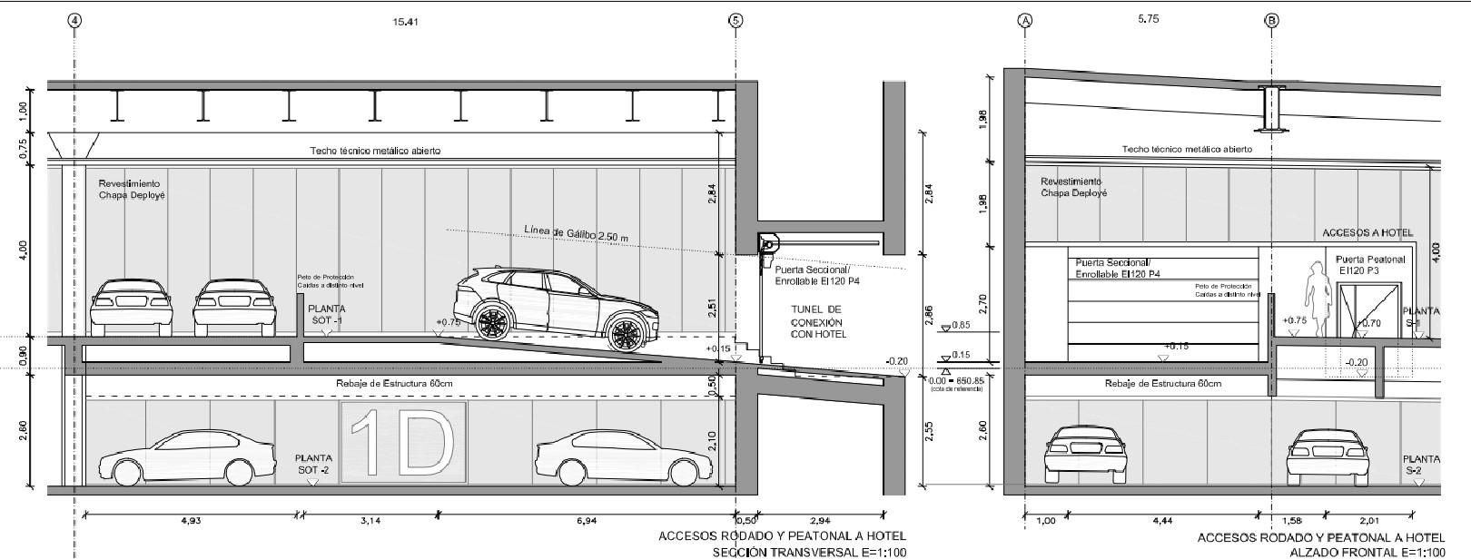 Detalle del túnel que conectará con el hotel colindante