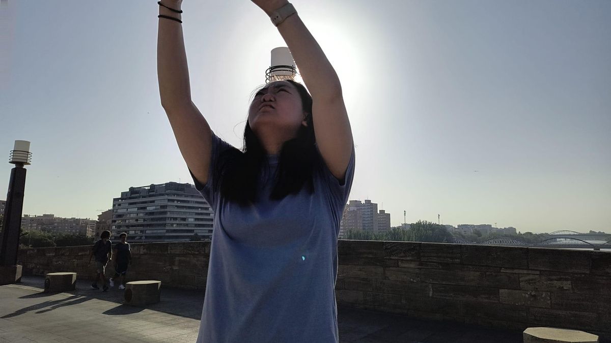 Selfi en el Puente de Piedra en Zaragoza.