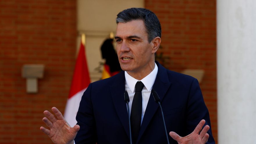 El presidente del Gobierno, Pedro Sánchez durante la rueda de prensa. EFE/ Juan Carlos Hidalgo