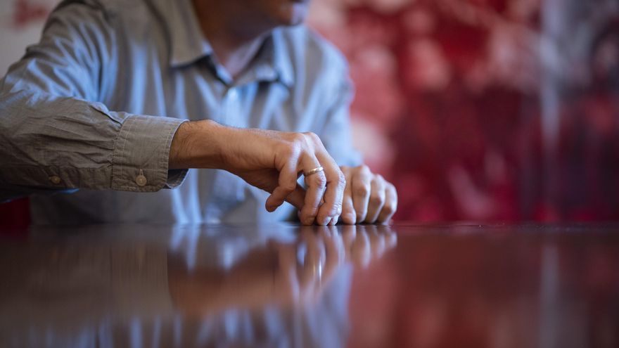Oskar Matute, durante un momento de la entrevista con elDiario.es.