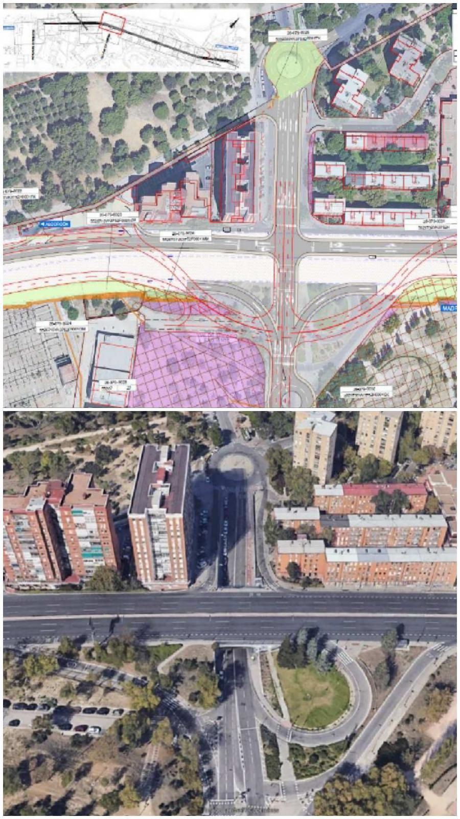 Accesos para el soterramiento de la A-5 en el cruce con la calle de Los Yébenes