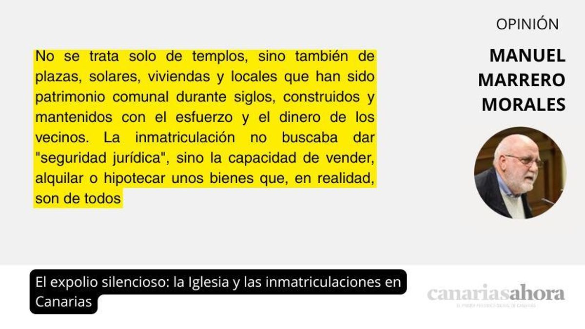 El expolio silencioso: la Iglesia y las inmatriculaciones en Canarias