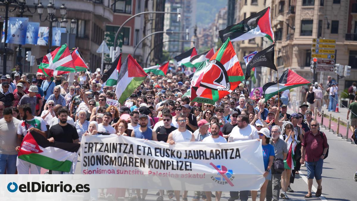 Una manifestación en Bilbao denuncia que el Gobierno vasco ha sido "cómplice del sionismo" por las cargas a la Flotilla