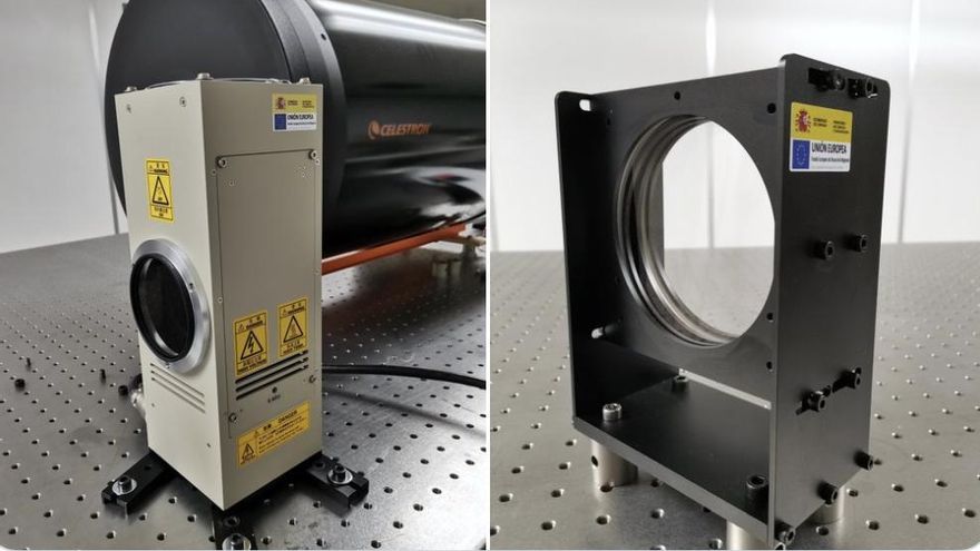 Partes del instrumento que se está desarrollando para el alineado y cofaseo del espejo primario del telescopio sin necesidad de la luz de las estrellas.