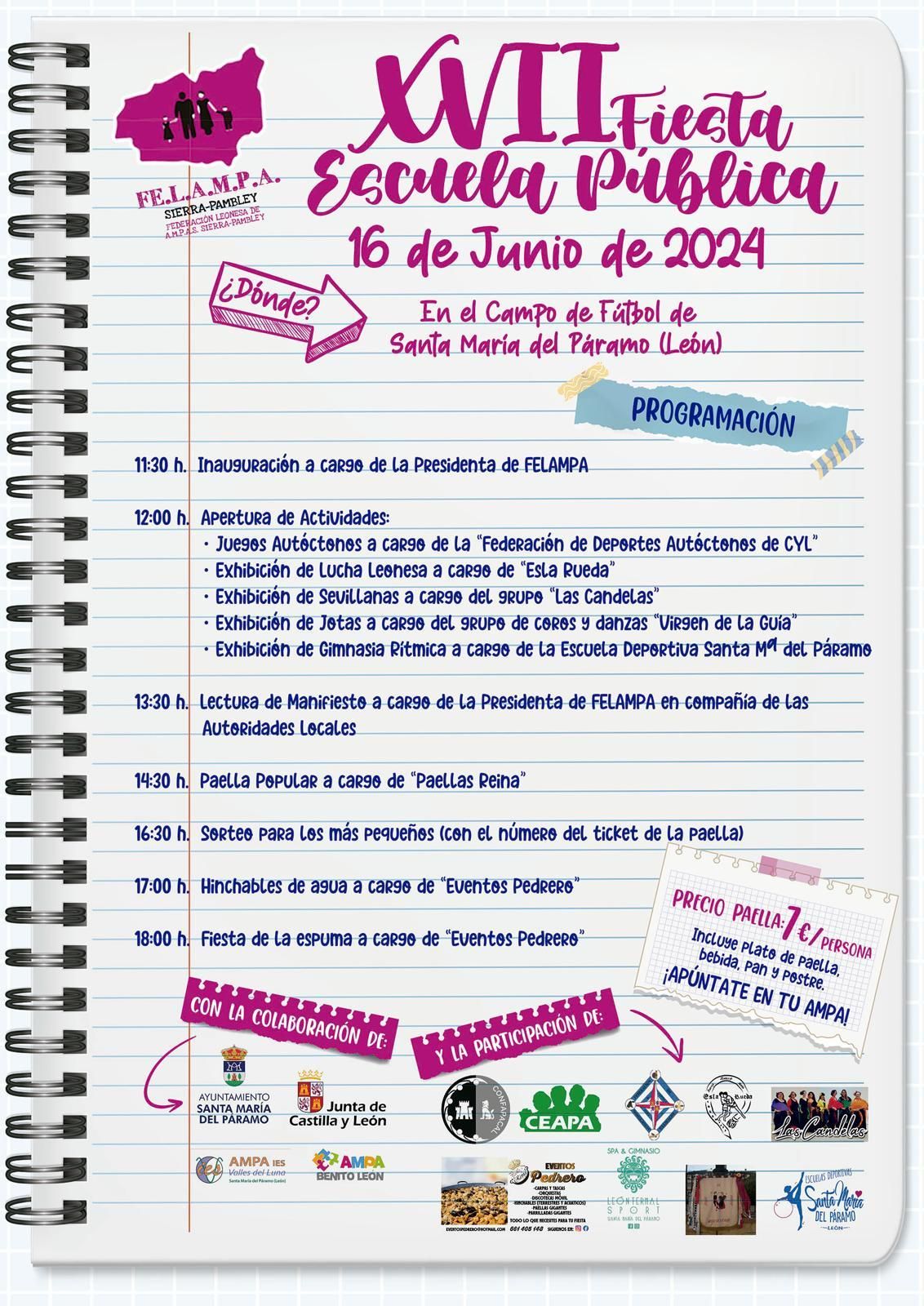 Programa de la XVII Fiesta de la Escuela Pública de León.
