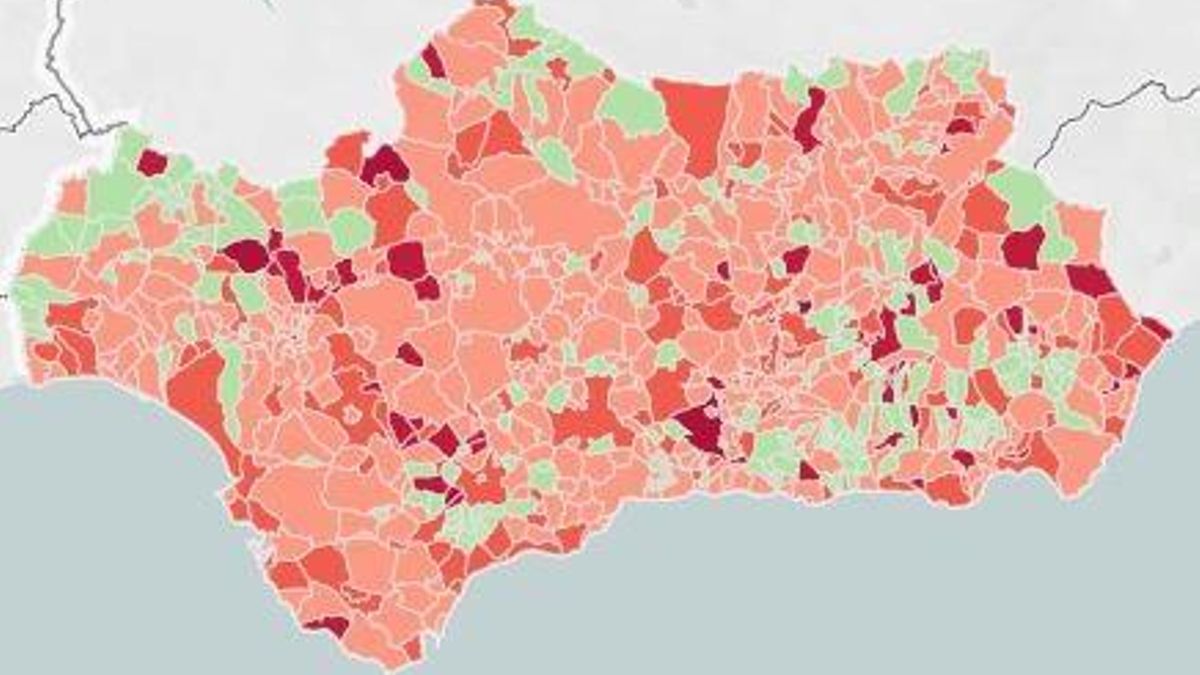 Mapa de incidencia del Covid-19 en Andalucía por municipios