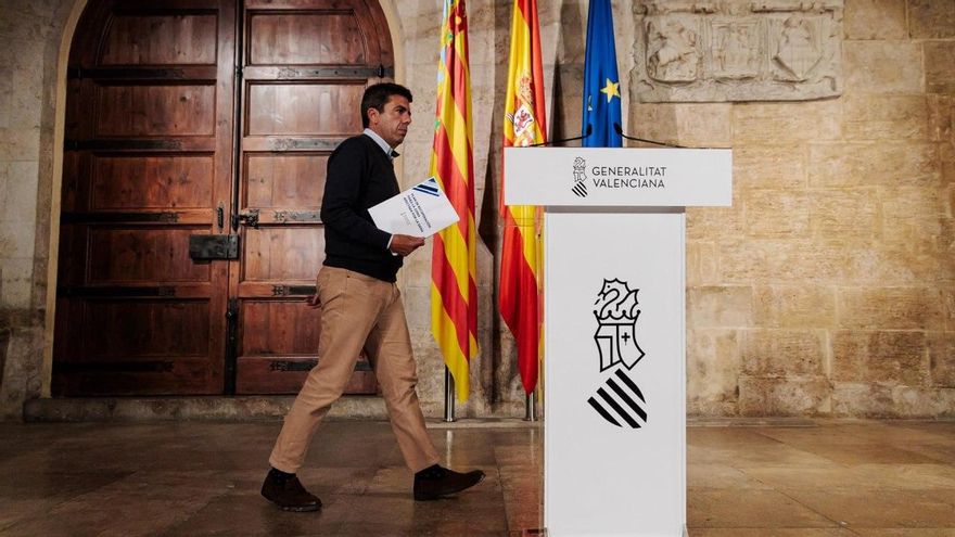 El president de la Generalitat, Carlos Mazón, tras el pleno extraordinario del Consell.