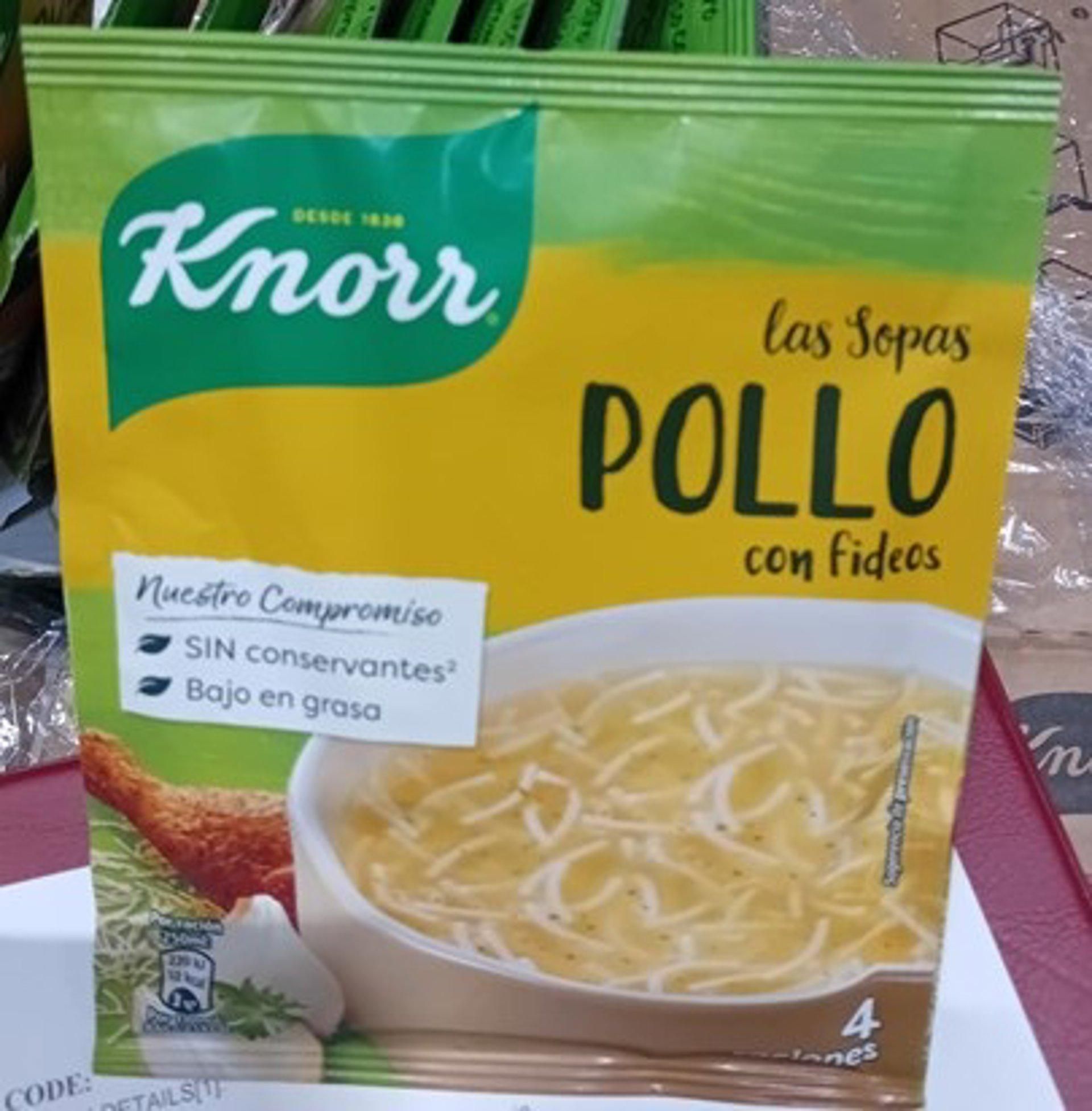 'Sopa de pollo con fideos' de la marca Knorr.