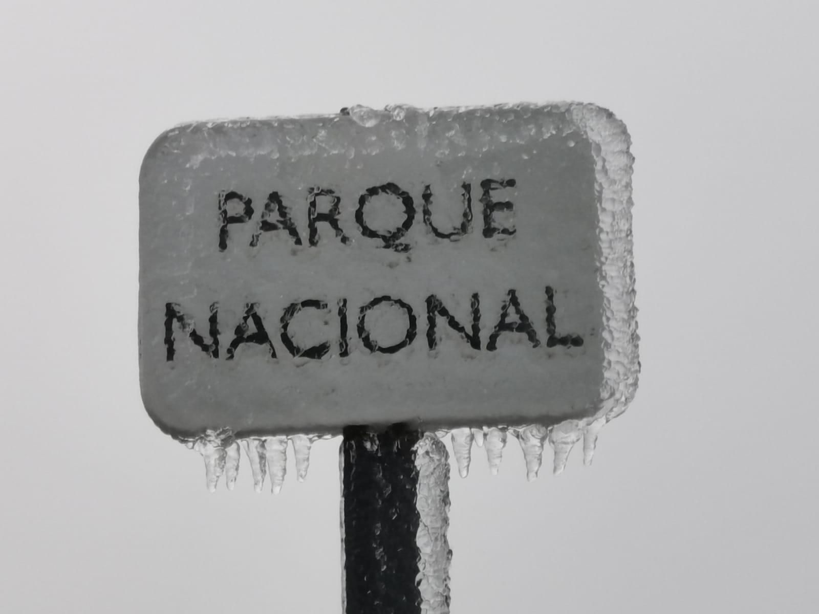 Señala del Parque Nacional congelada, este viernes.
