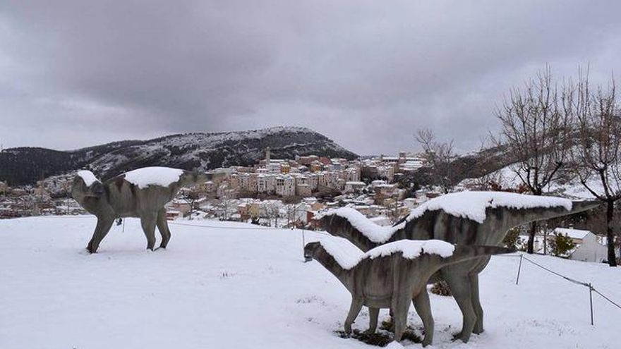 Vista de Cuenca desde el Museo Paleontológico de Castilla-La Mancha (MUPA) tras el paso de 'Filomena'
