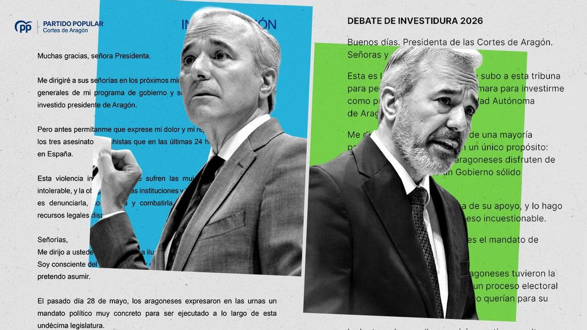 La metamorfosis de Azcón: "ilusión", "diálogo" y reformismo en 2023 frente a "agravio", "arraigo" y confrontación en 2026