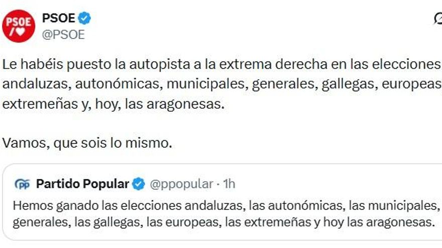 El tuit del PSOE.