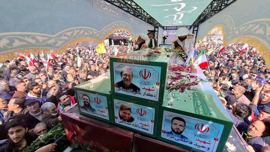 El funeral de Ali Lariyani y de Gholamreza Soleimani se ha celebrado este miércoles en la capital Teherán.