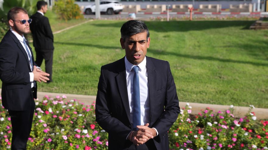 El primer ministro británico, Rishi Sunak, llega a Tel Aviv
