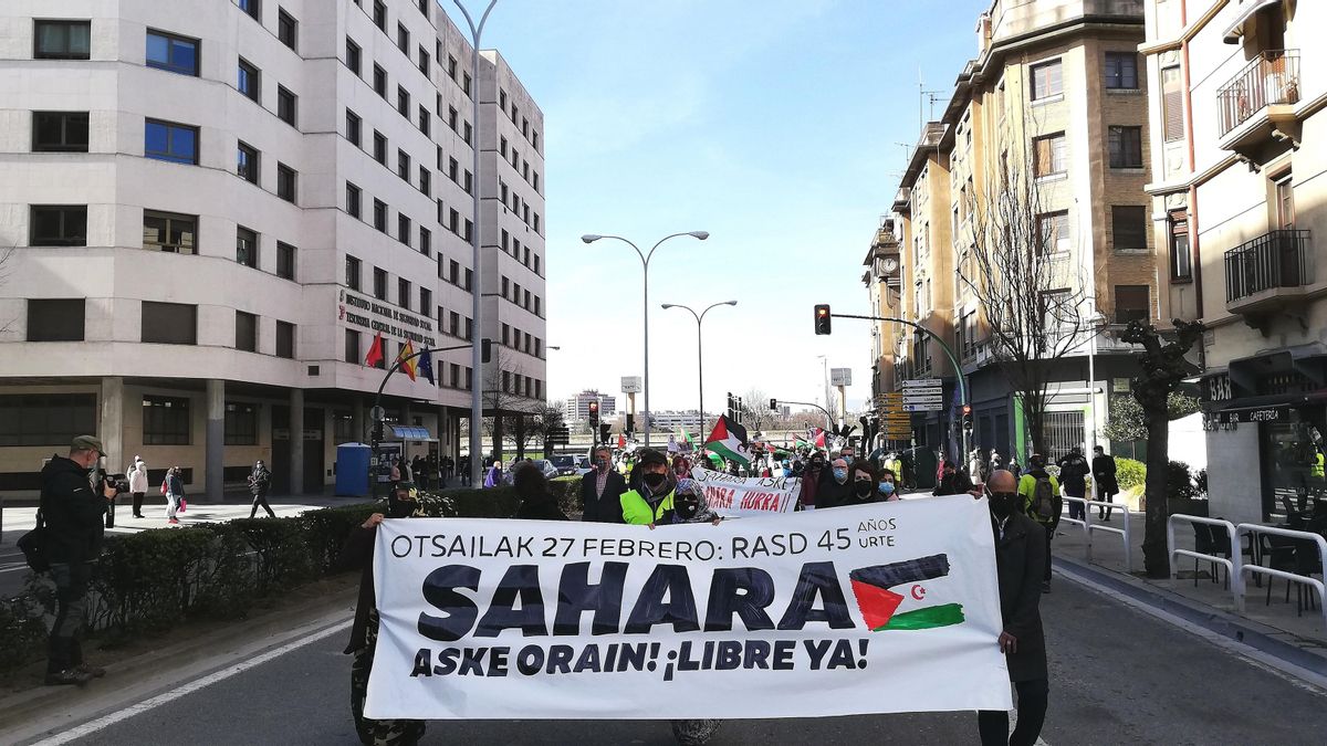 Manifestación en apoyo del pueblo saharaui en Pamplona.
