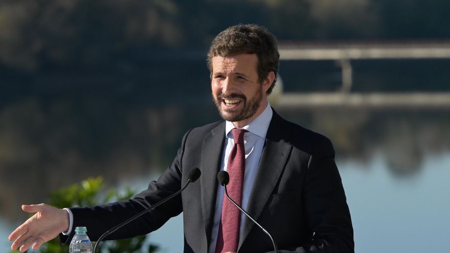 El presidente del PP, Pablo Casado, interviene en la última Junta Directiva Provincial del PP de A Coruña de 2021.