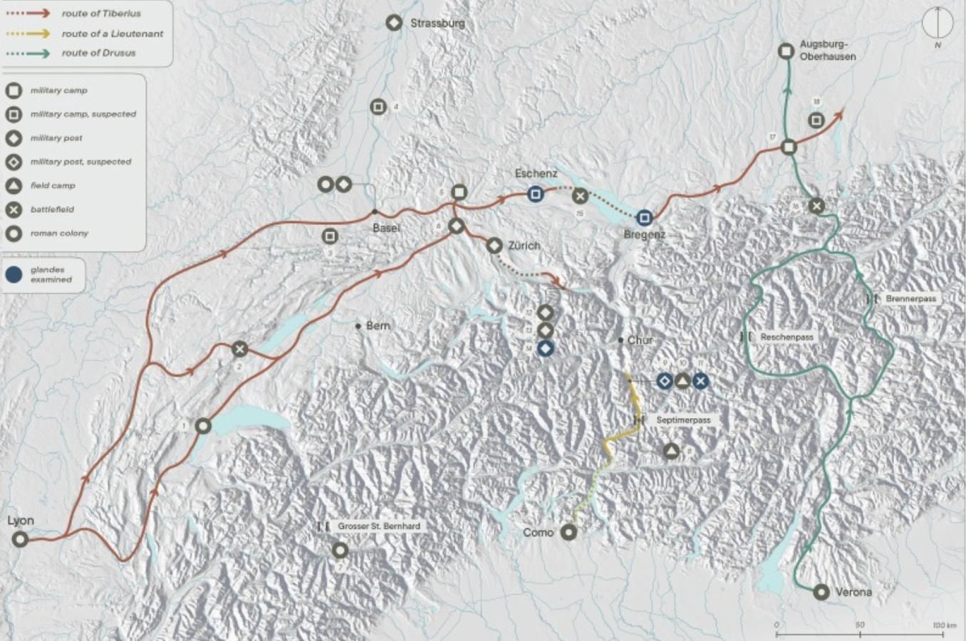 Los hallazgos replantean el avance romano por los Alpes