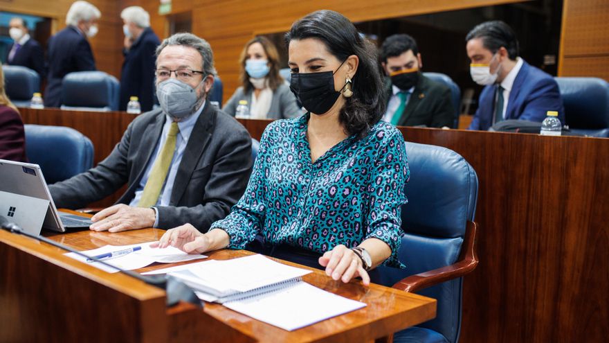 Archivo - La portavoz de Vox, Rocío Monasterio, en una sesión plenaria en la Asamblea de Madrid, a 9 de diciembre de 2021, en Madrid, (España). Durante el pleno se ha aprobado la mayor bajada del IRPF de la región, que reducirá 0,5 puntos cada uno de los