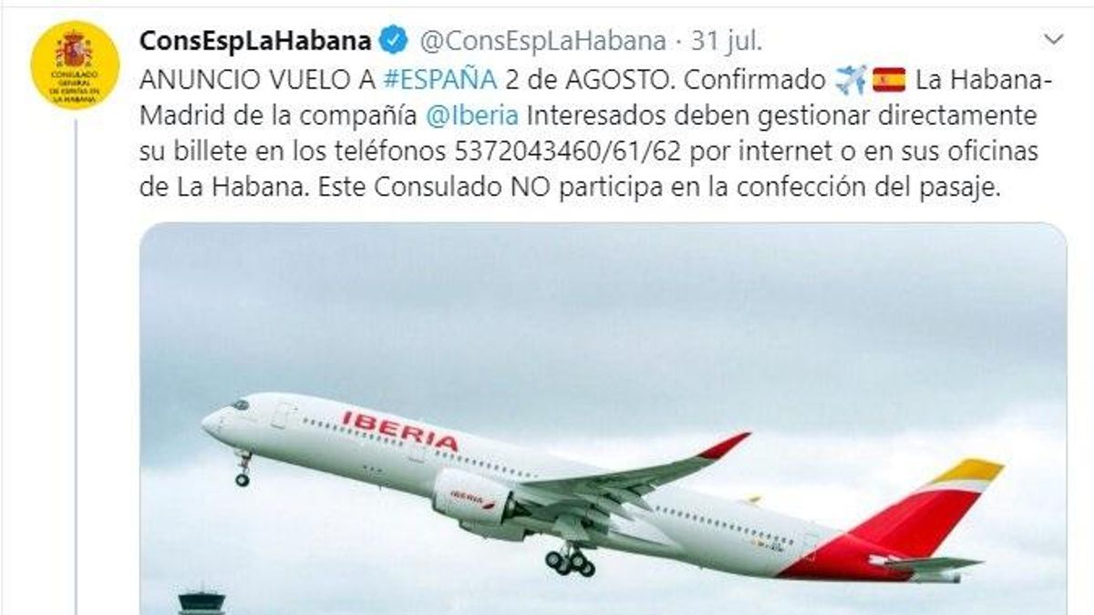 Imagen de uno de los 'tweets' polémicos del Consulado de España en La Habana (Cuba)