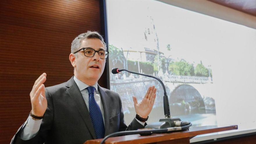 El ministro de la Presidencia, Justicia y Relaciones con las Cortes, Félix Bolaños, interviene en la clausura del XXVII Congreso Nacional de la Asociación Profesional de la Magistratura 'Justicia independiente, garantía de democracia', a 28 de noviembre de 2025, en Murcia, Región de Murcia (España).